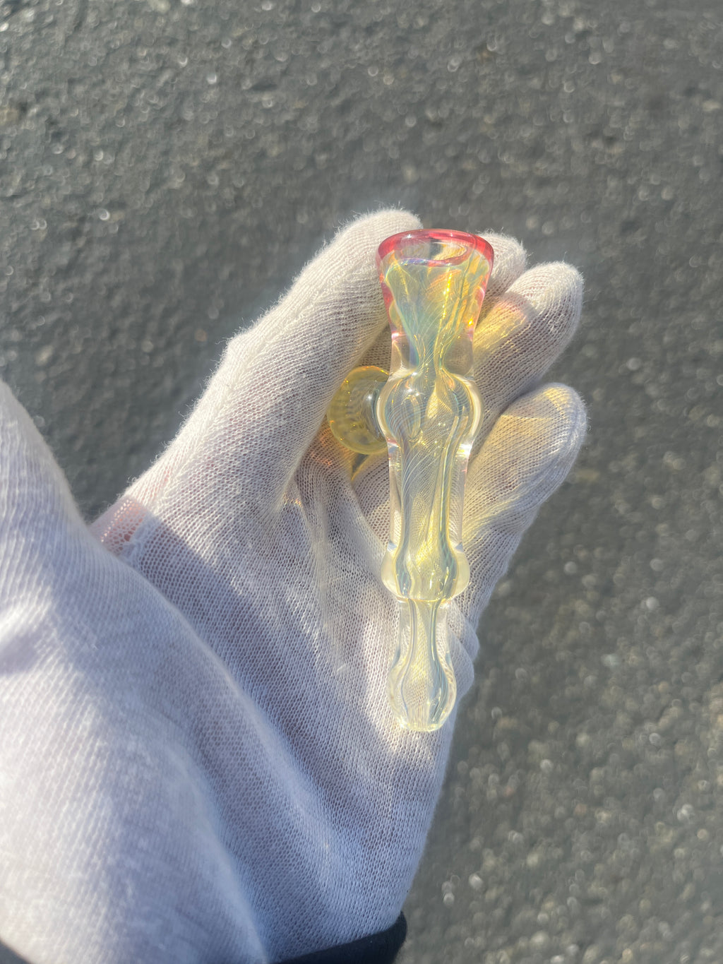 Gold and Silver Fume One-Y With Marble By Gato Glass