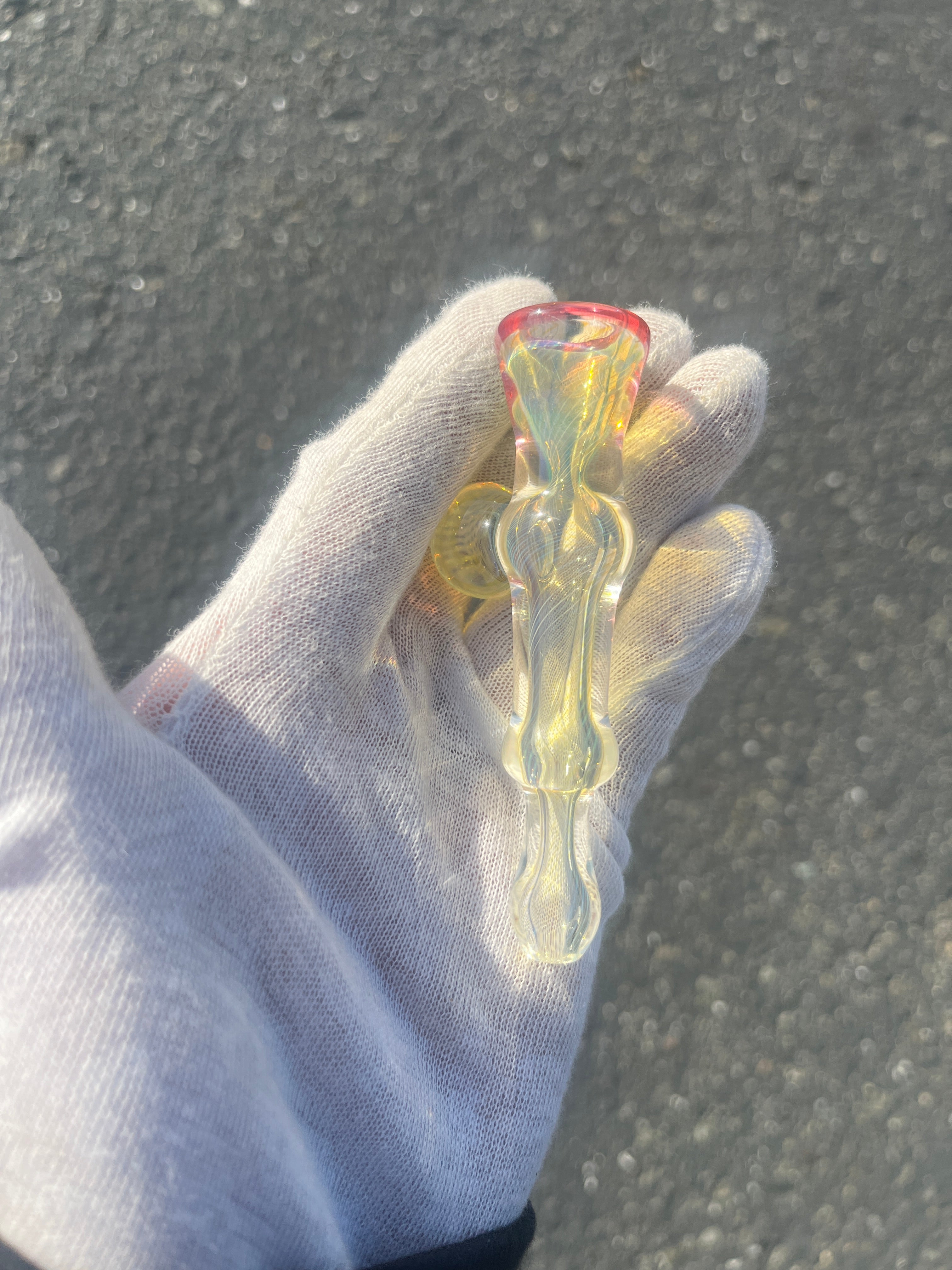 Gold and Silver Fume One-Y With Marble By Gato Glass