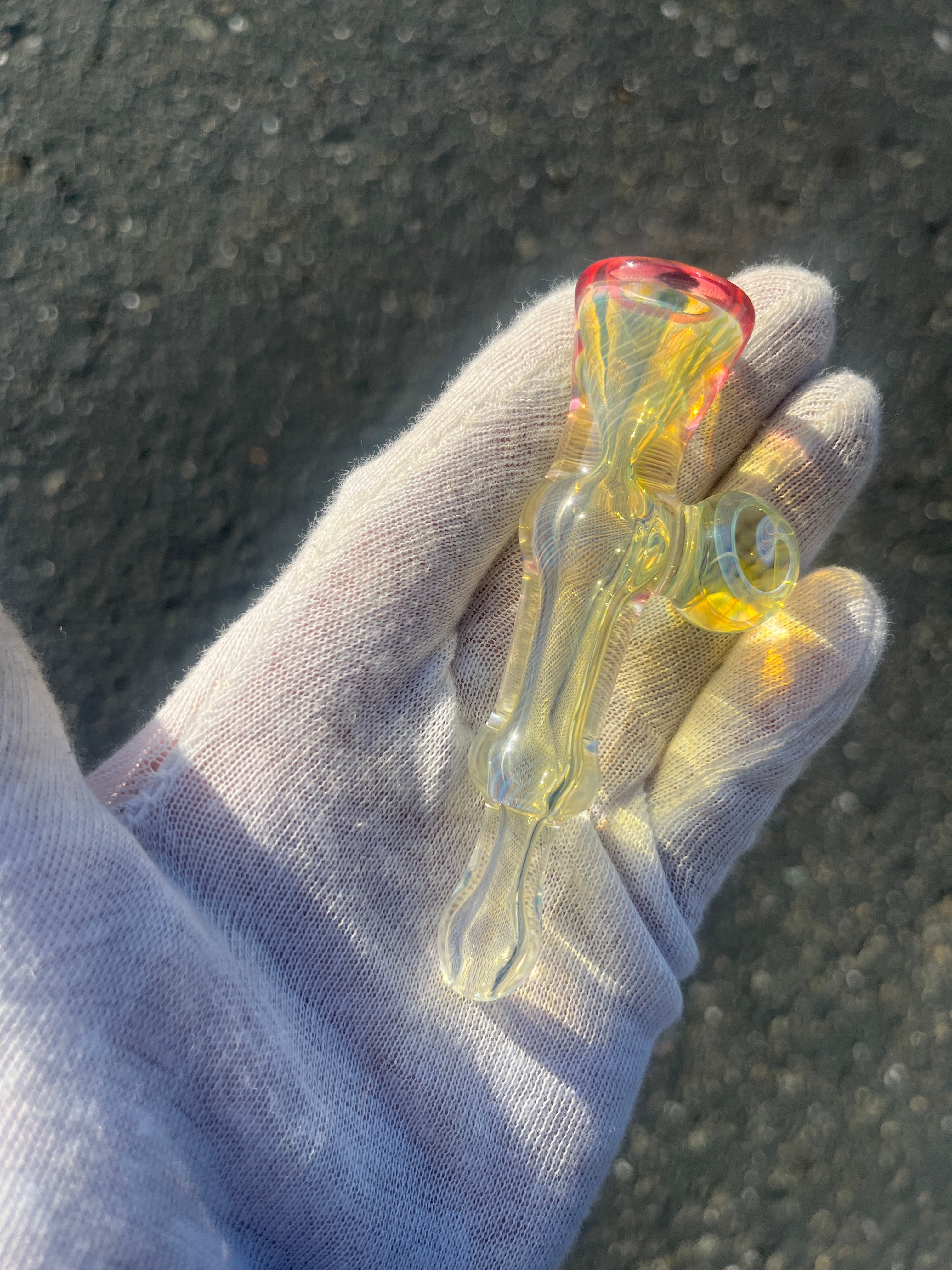 Gold and Silver Fume One-Y With Marble By Gato Glass