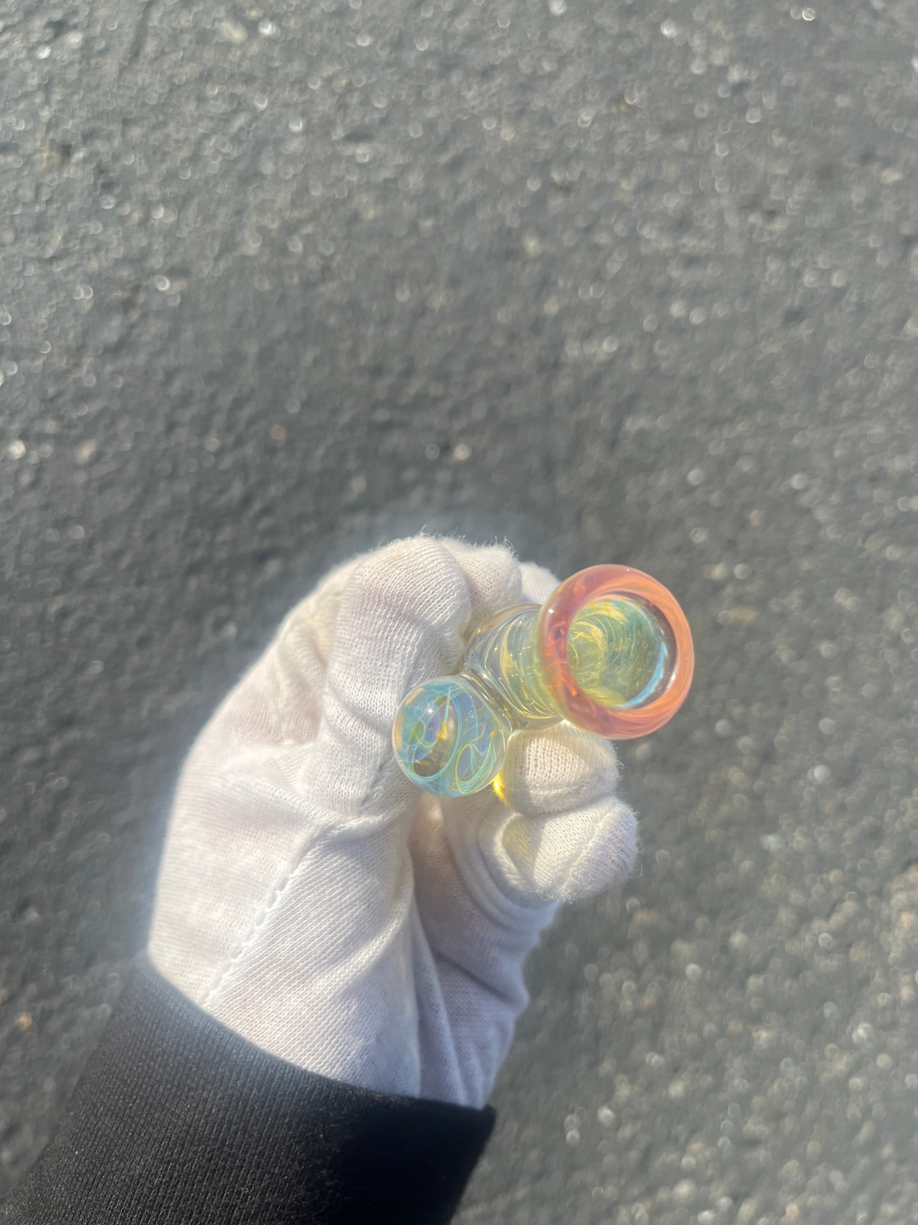 Gold and Silver Fume One-Y With Marble By Gato Glass