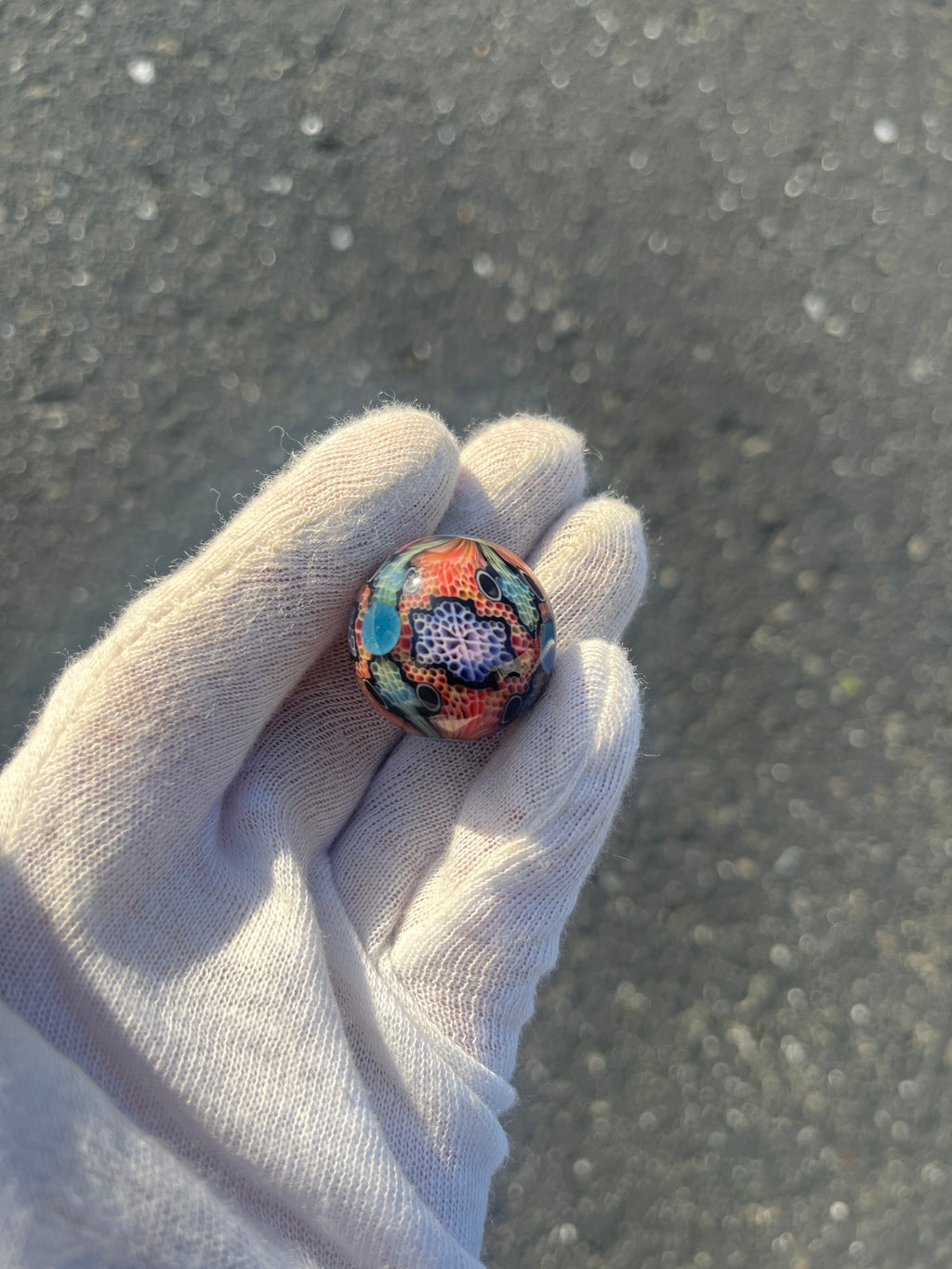 Fully Worked Marble With Blue Dots By Kaj Beck