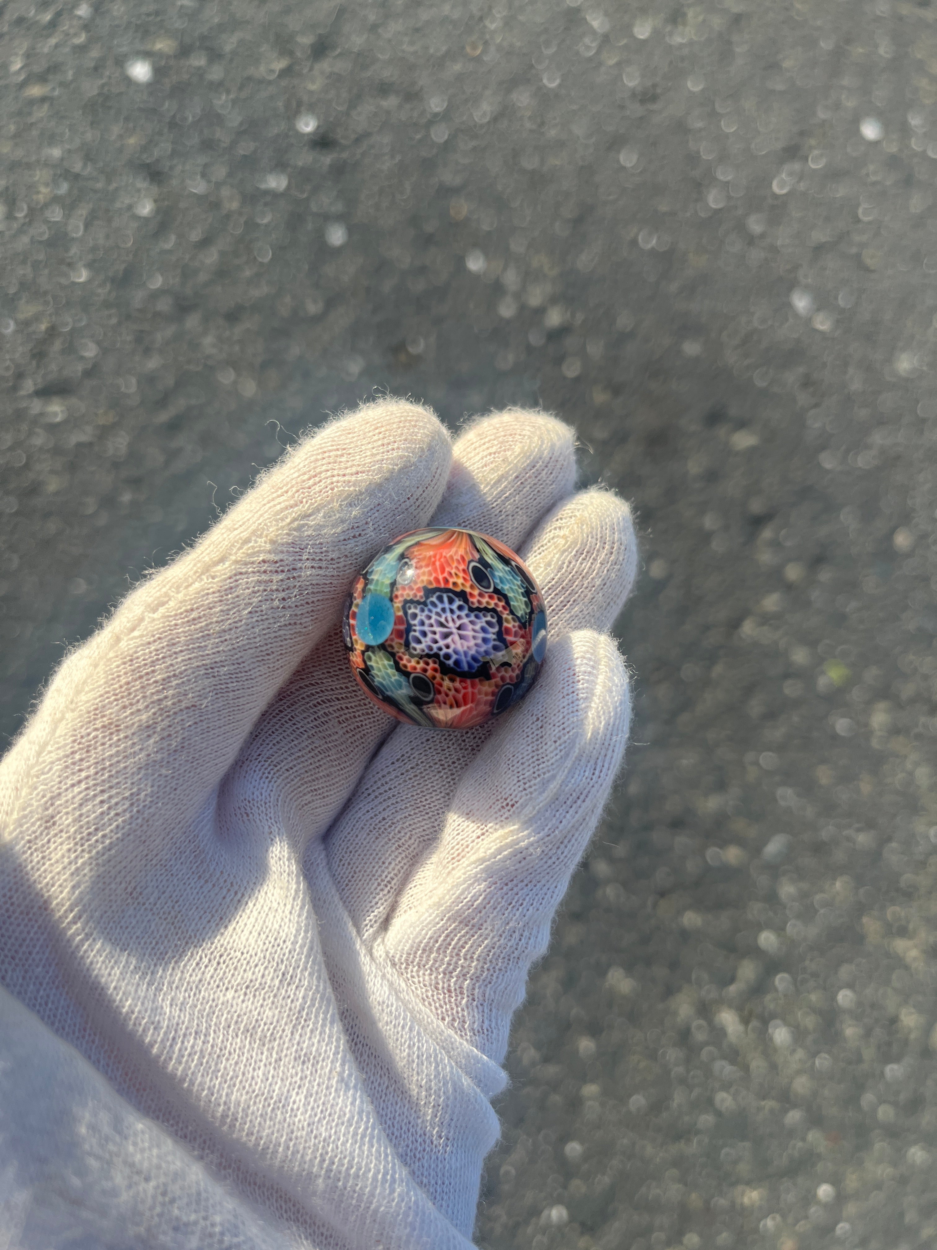 Fully Worked Marble With Blue Dots By Kaj Beck