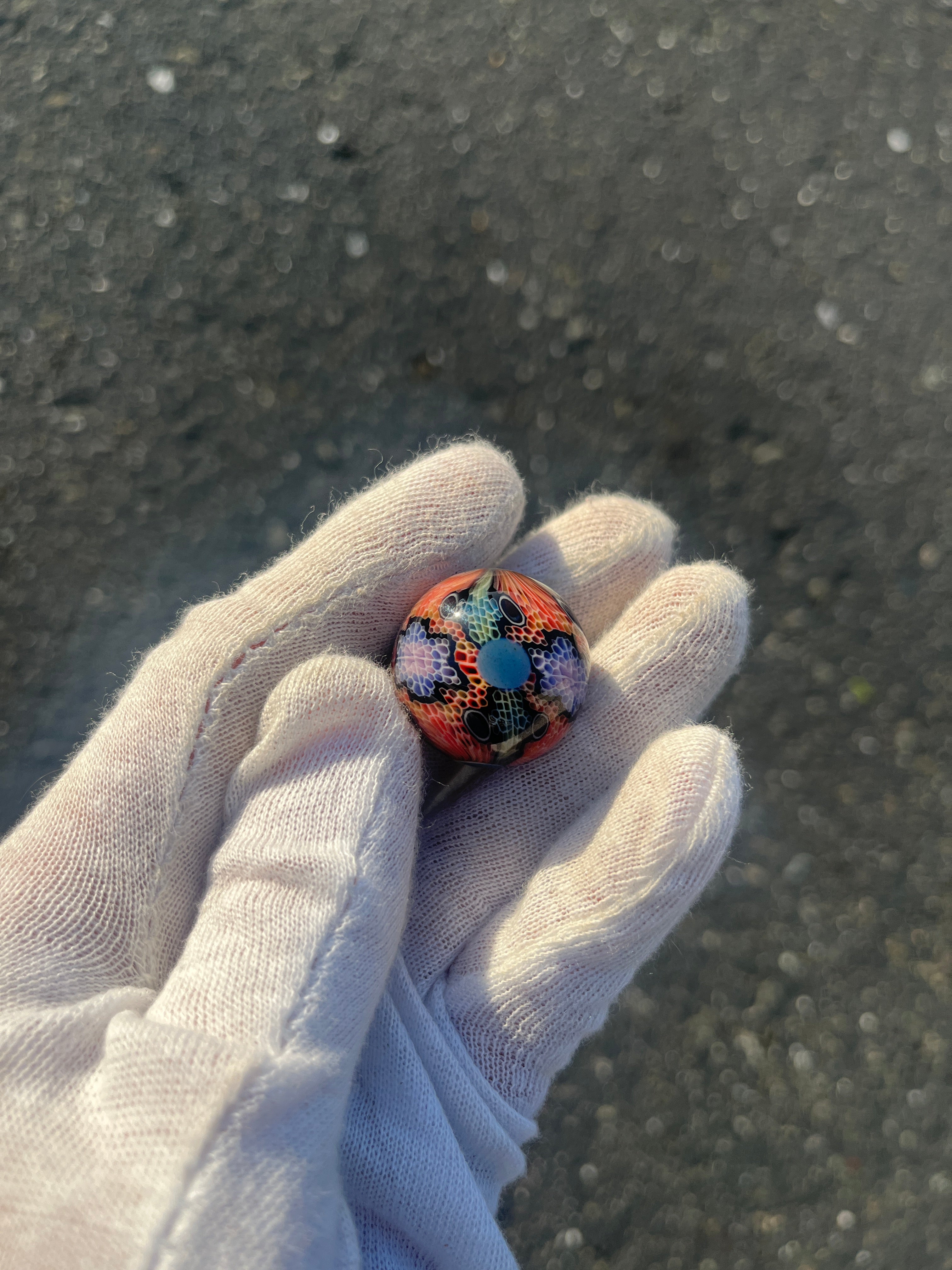 Fully Worked Marble With Blue Dots By Kaj Beck