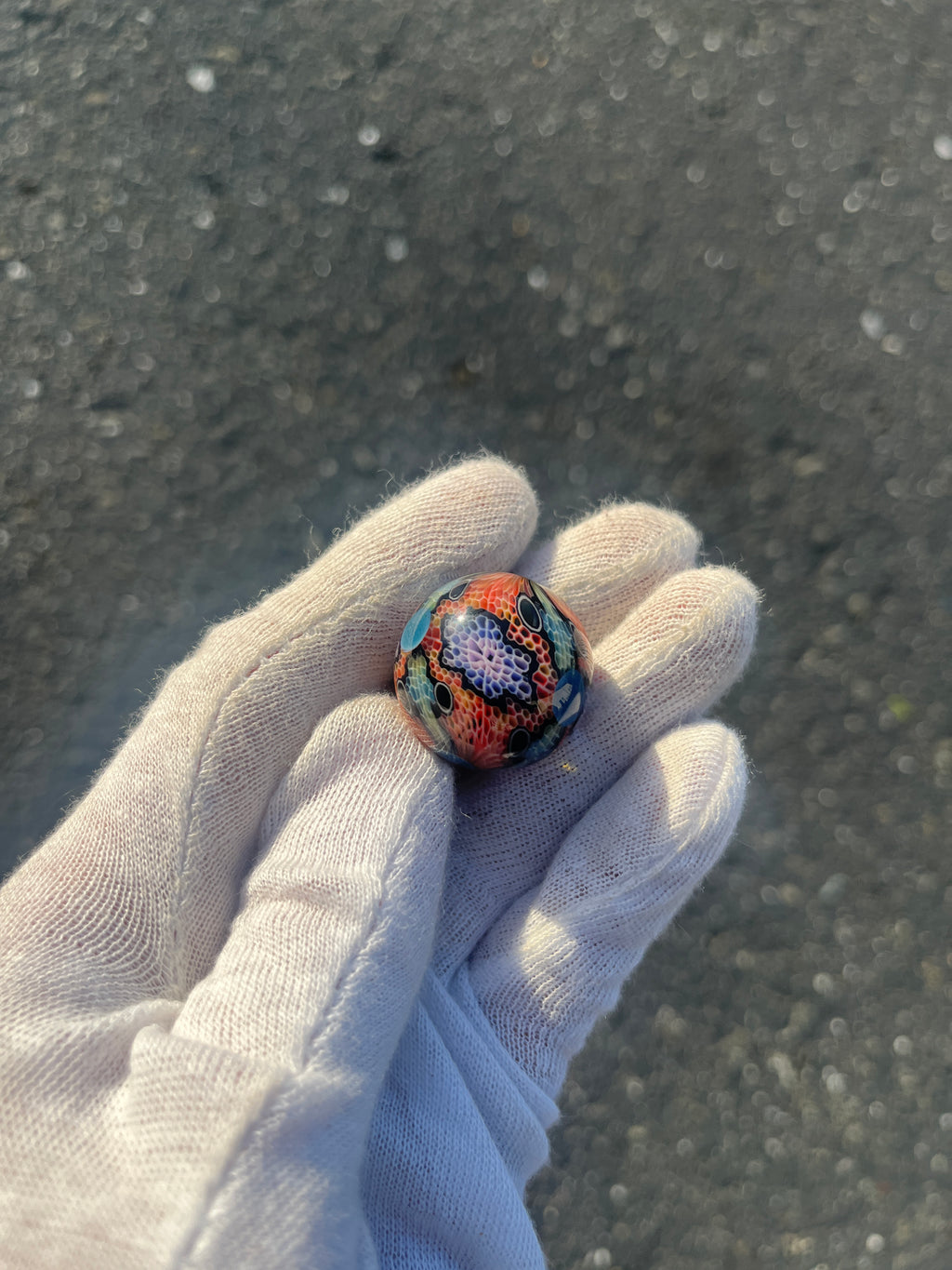 Fully Worked Marble With Blue Dots By Kaj Beck