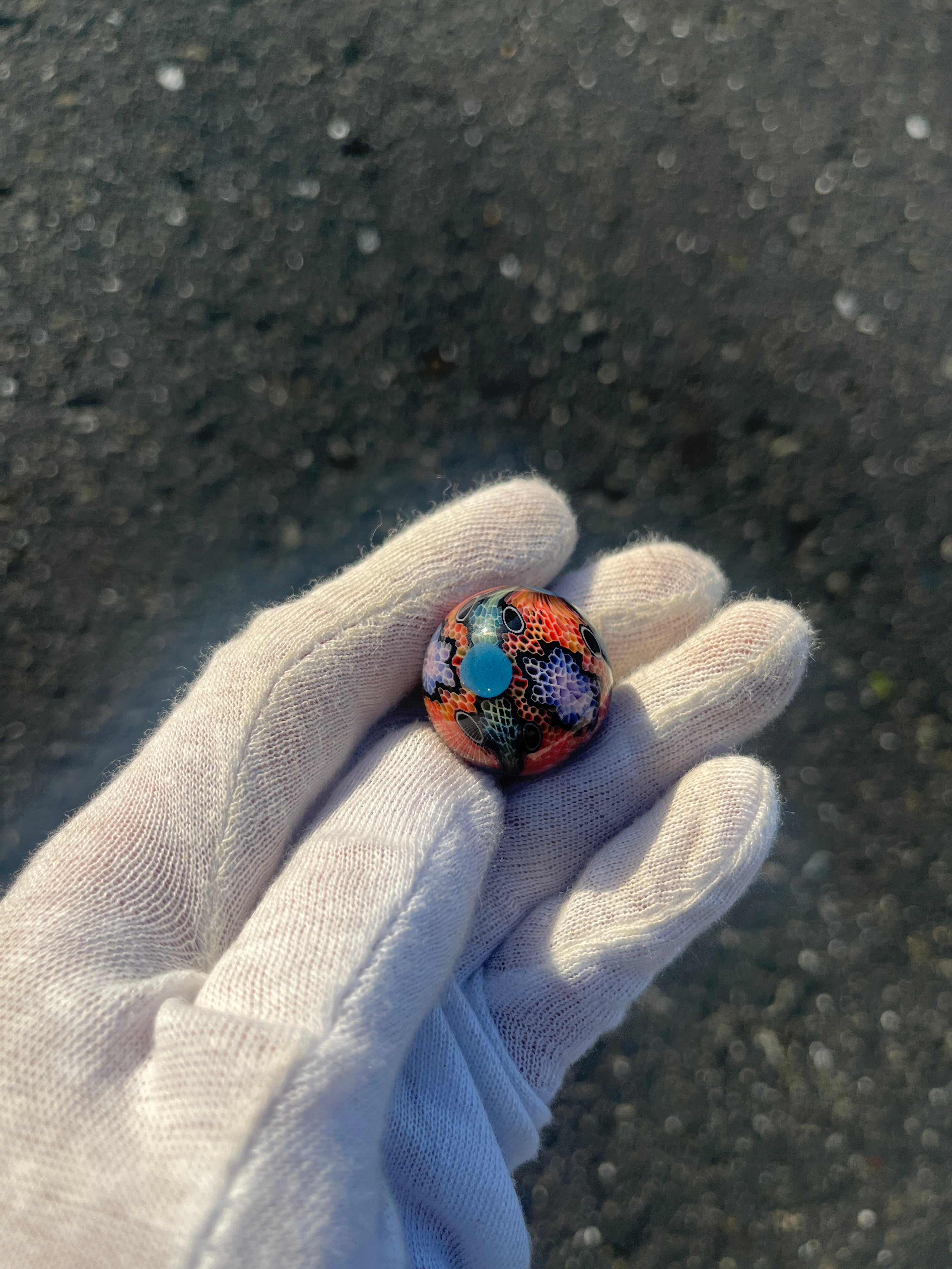 Fully Worked Marble With Blue Dots By Kaj Beck