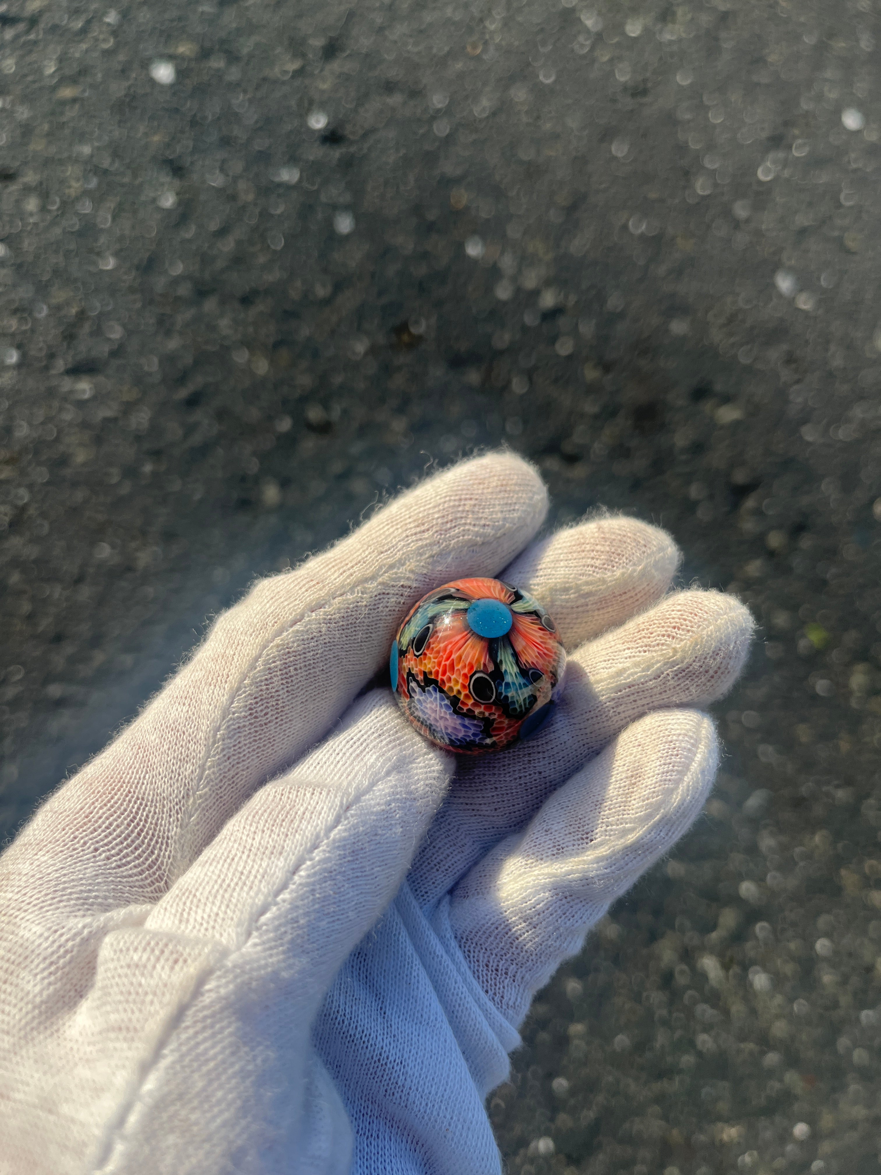 Fully Worked Marble With Blue Dots By Kaj Beck