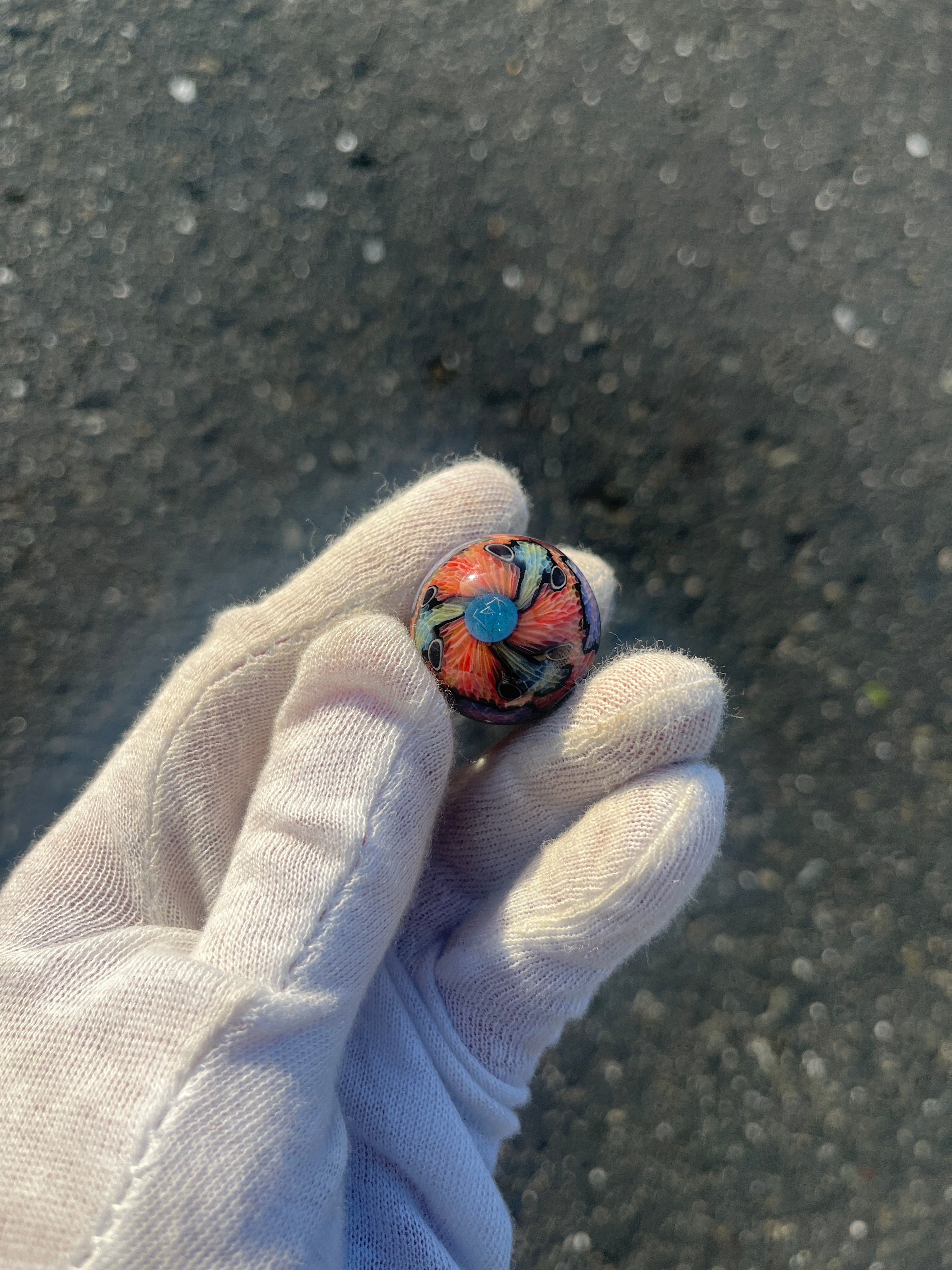 Fully Worked Marble With Blue Dots By Kaj Beck