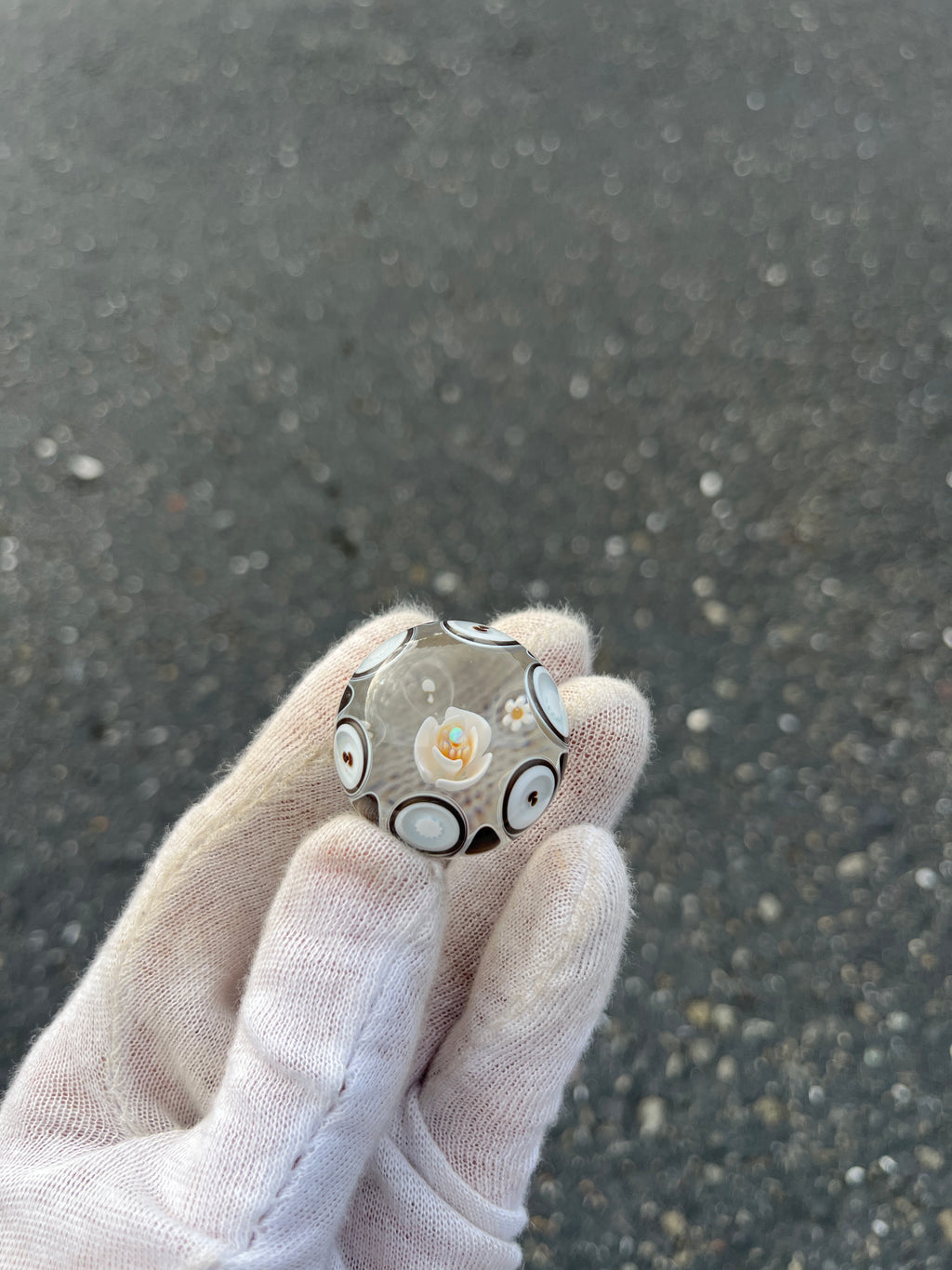 Opal Flower with Mushroom Dot Stack Marble By Kyle Melts and Quest Glass