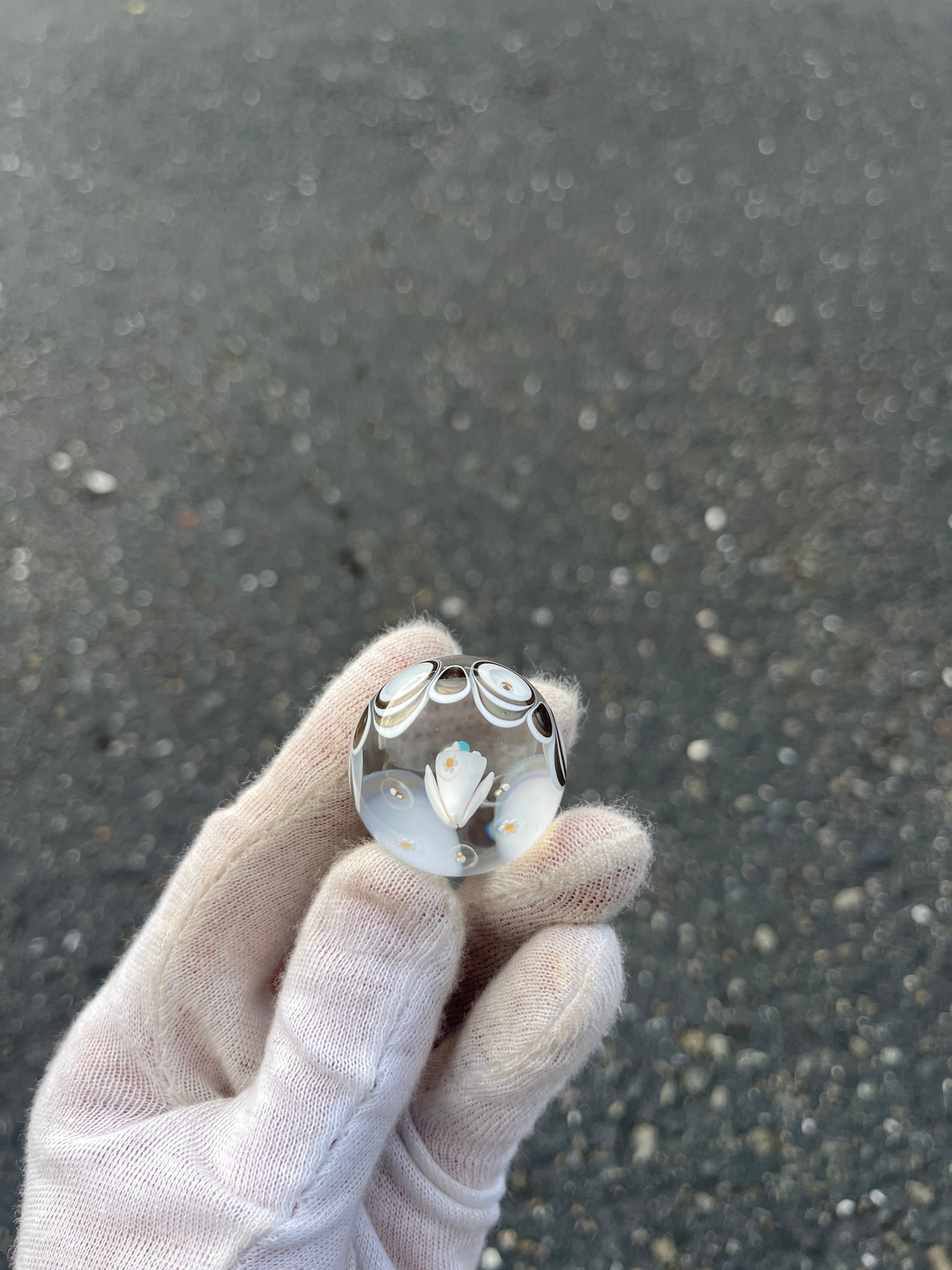 Opal Flower with Mushroom Dot Stack Marble By Kyle Melts and Quest Glass