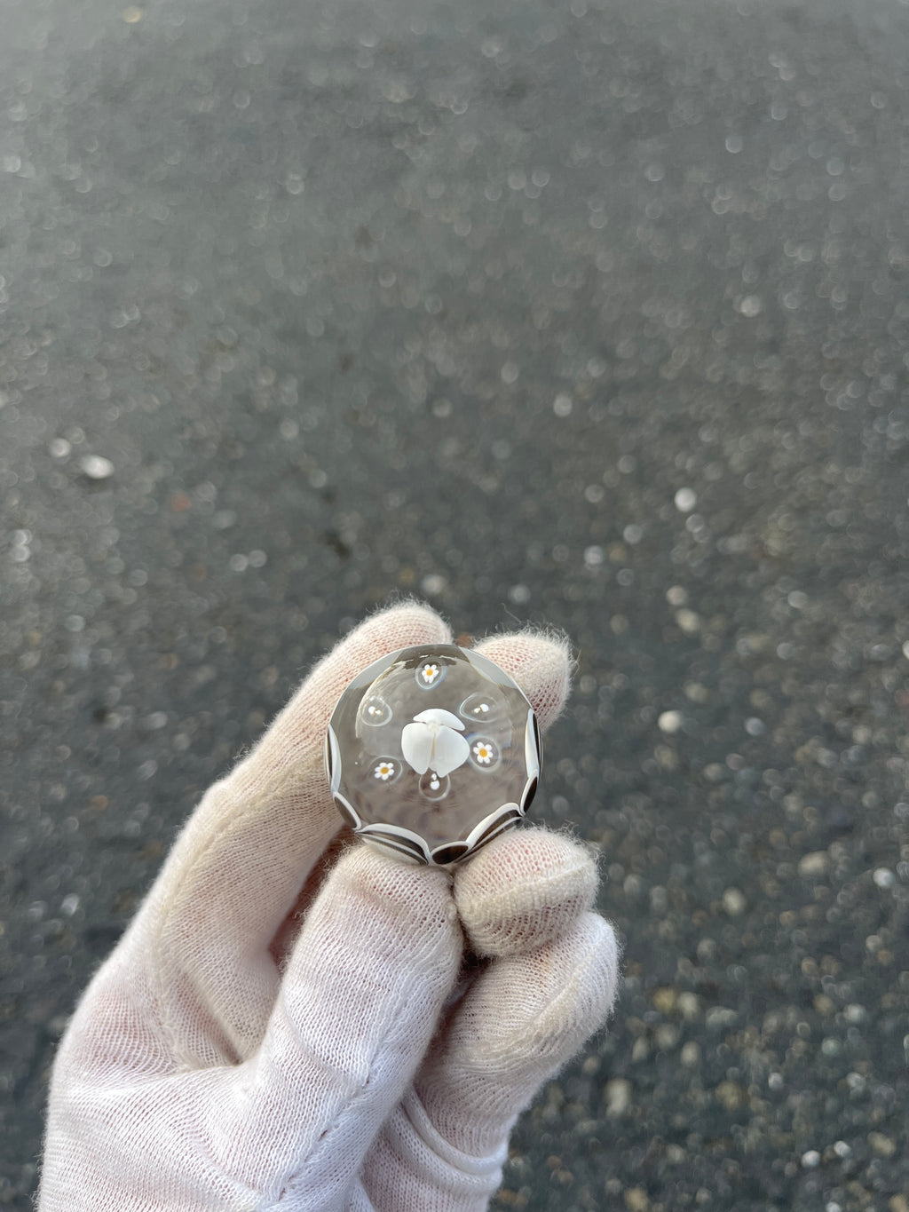 Opal Flower with Mushroom Dot Stack Marble By Kyle Melts and Quest Glass