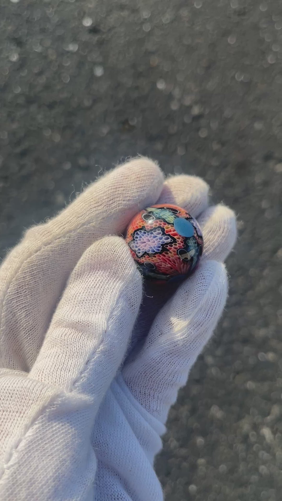 Fully Worked Marble With Blue Dots By Kaj Beck