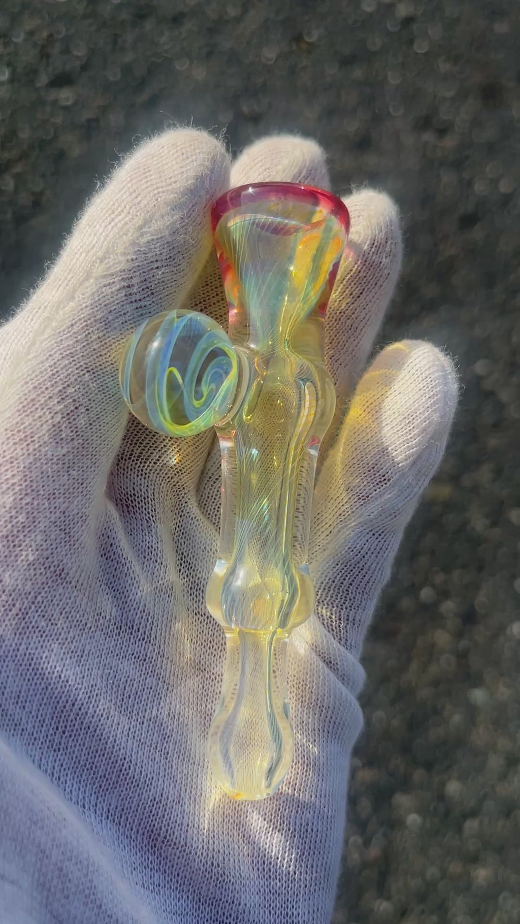 Gold and Silver Fume One-Y With Marble By Gato Glass